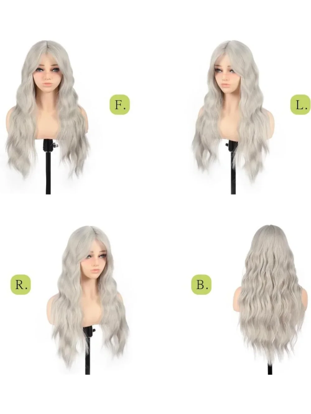Long Wavy Gray Wig with Curtain Bangs - 26 Inch Silver Grey Hair for Women